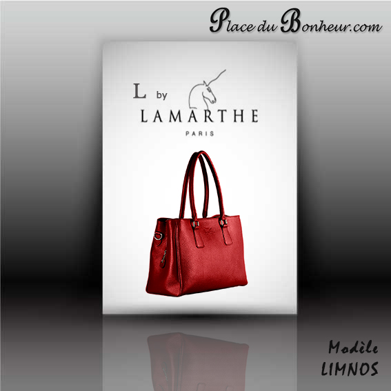 Sac a main femme haut de gamme LIMNOS Bordeaux L by Lamarthe