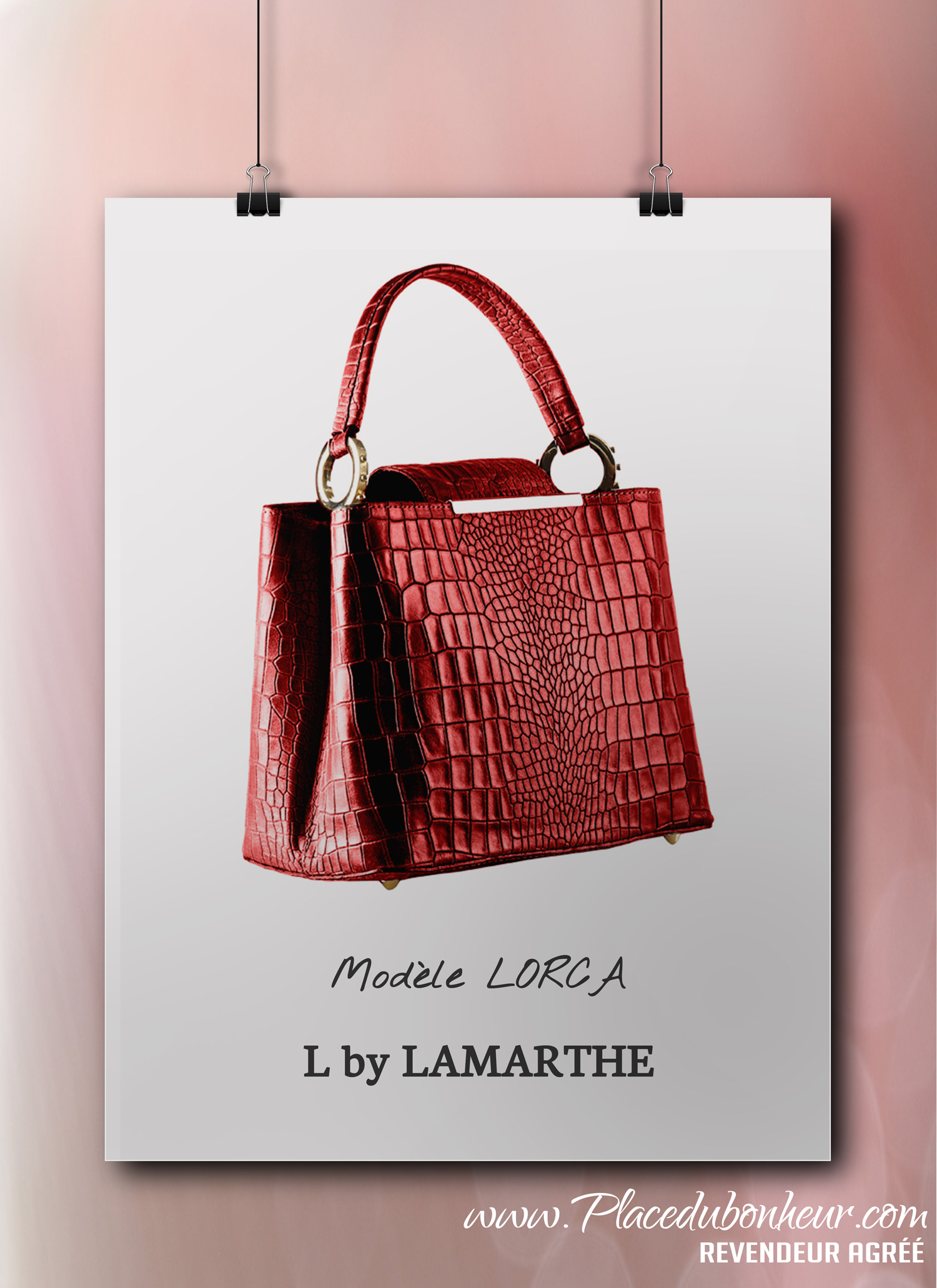 Sac a main femme haut de gamme LORCA Red L by Lamarthe